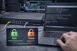 آموزش فعالسازی SSH در روتر سیسکو بهصورت عملی با نمایش دستورات و مراحل پیکربندی SSH.