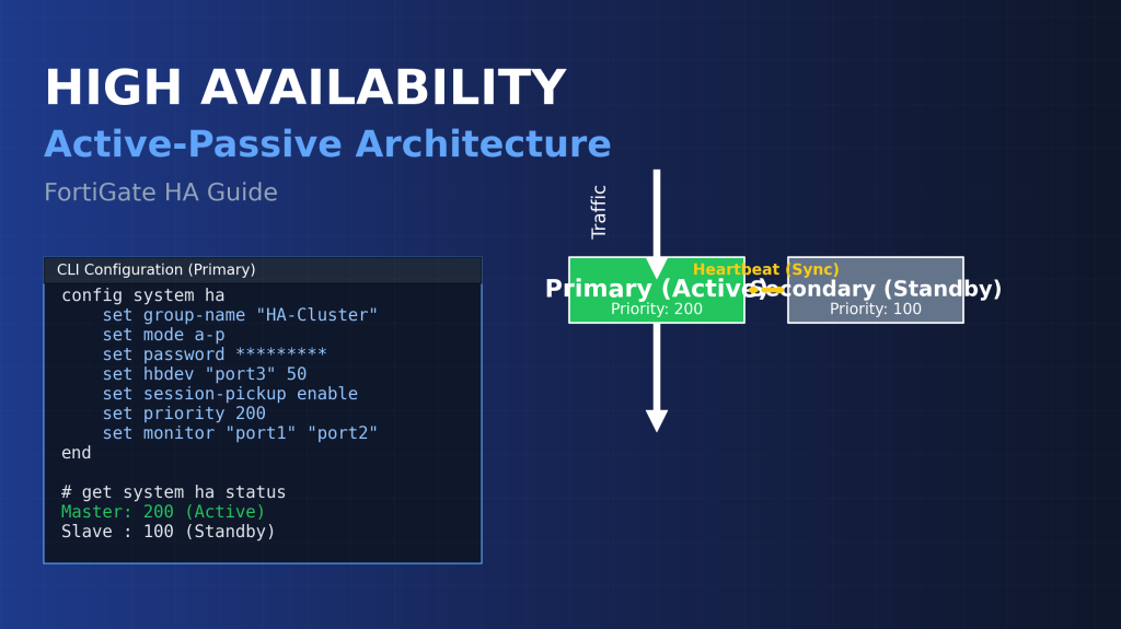 آموزش پیکربندی High Availability (HA) در FortiGate — ساختار Active-Passive