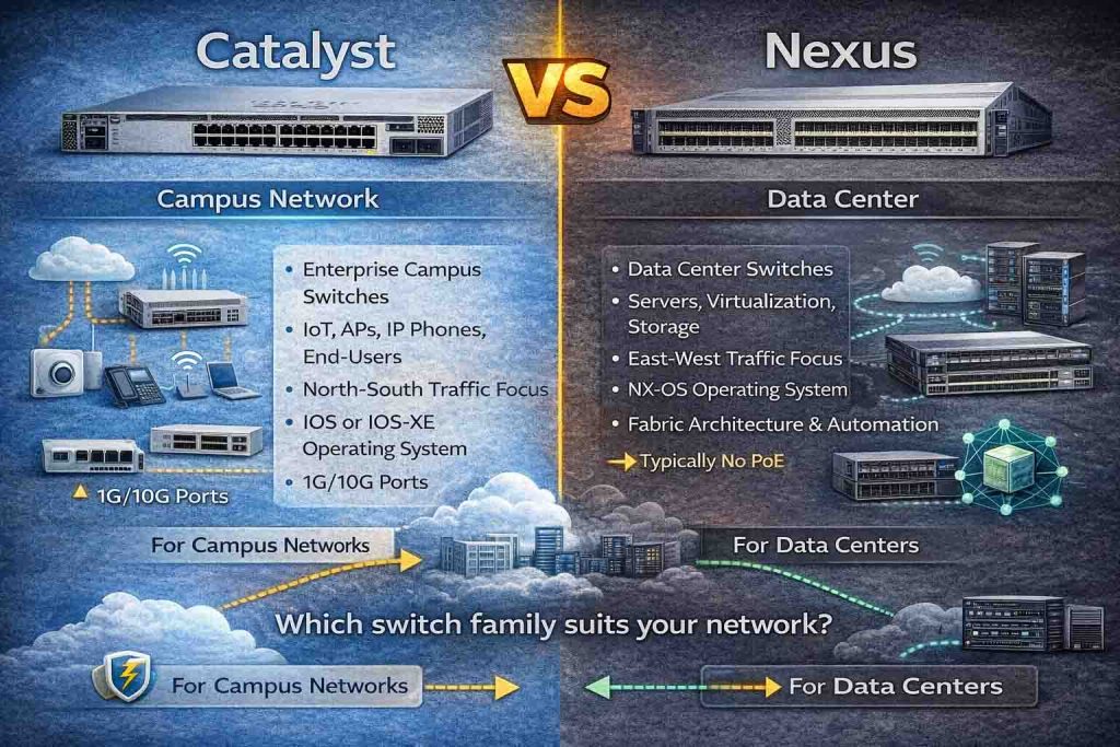 مقایسه سوئیچهای Cisco Catalyst و Nexus برای انتخاب هنگام خرید