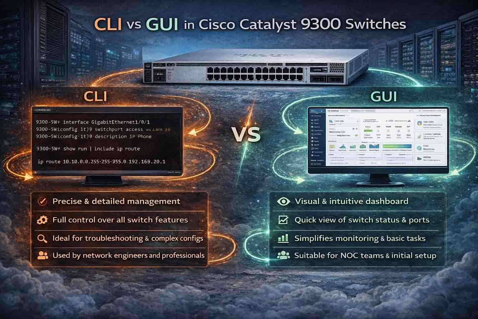 مقایسه مدیریت سوئیچ Catalyst 9300 با CLI و GUI