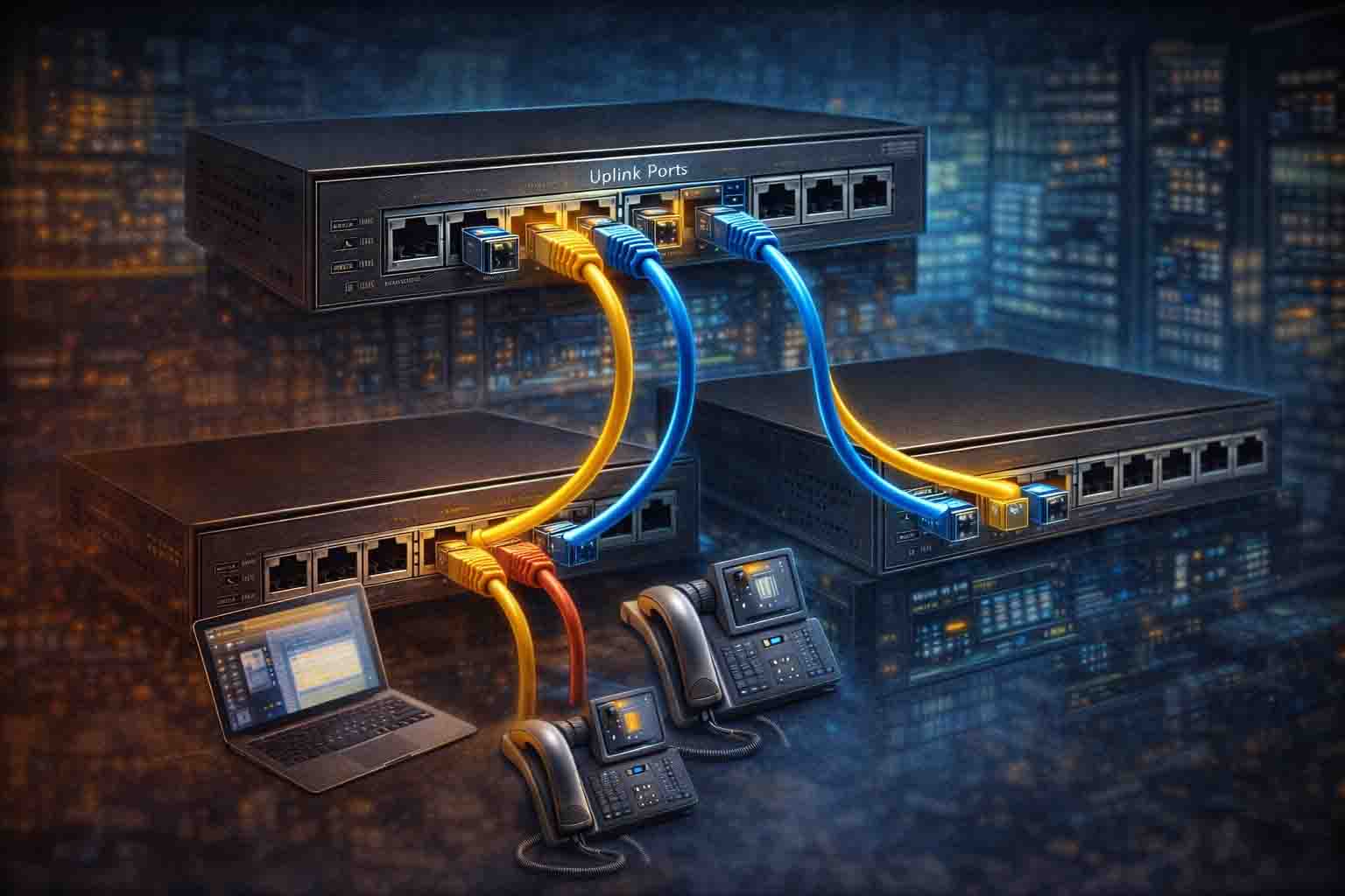 اتصال سوئیچ‌ها با استفاده از پورت‌های Uplink در شبکه
