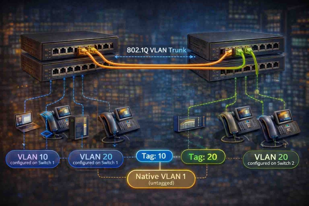 تنظیم و عبور VLAN بین دو سوئیچ شبکه