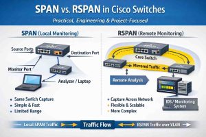 مقایسه عملی SPAN و RSPAN در سوئیچهای سیسکو و مسیر مانیتورینگ ترافیک