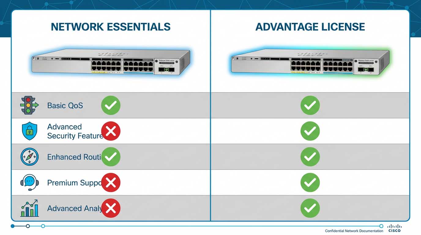 تفاوت رویکرد و نقش شبکه‌ای لایسنس‌های Network Essentials و Network Advantage در سوئیچ‌های سیسکو