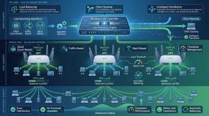 بررسی قابلیت Load Balancing در اکسس پوینتهای سیسکو شامل توزیع هوشمند کلاینتها، Band Steering، Client Load Balancing، مدیریت بار AP، نقش WLC، تضمین کیفیت Voice و Video و بهینهسازی عملکرد شبکههای وایفای سازمانی
