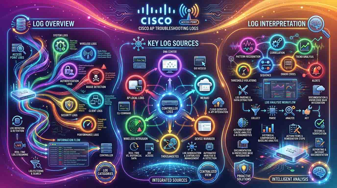 انواع لاگ‌های Cisco AP برای عیب‌یابی شبکه وایرلس