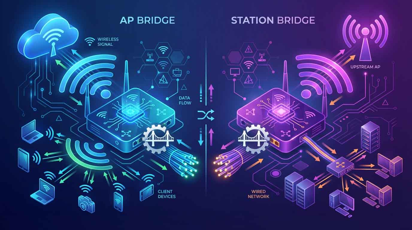 مقایسه AP Bridge و Station Bridge در اکسس پوینت‌های MikroTik
