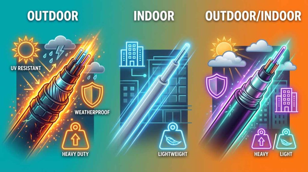 انتخاب کابل فیبر نوری مناسب در یوبیکیوتی و تشخیص کابلهای Indoor و Outdoor بر اساس شرایط واقعی پروژه