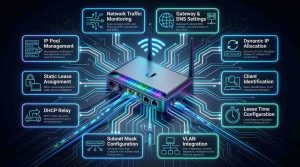 DHCP در مودم و روترهای یوبیکیوتی و نقش آن در تخصیص هویت شبکه، مدیریت IP و طراحی معماری شبکههای حرفهای
