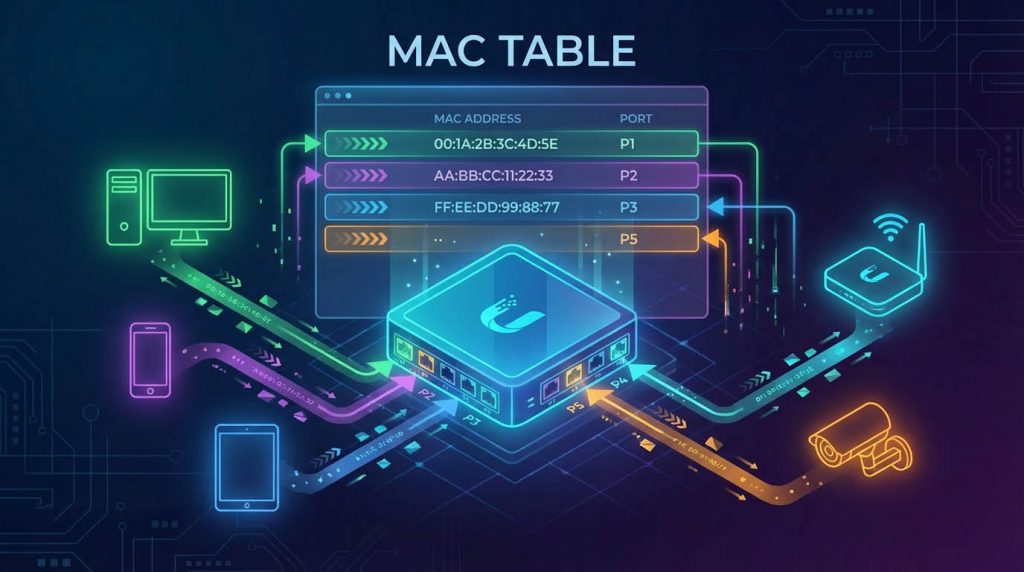 نحوه مشاهده و تحلیل MAC Table در سوئیچهای یوبیکیوتی برای عیبیابی لایه دوم شبکه