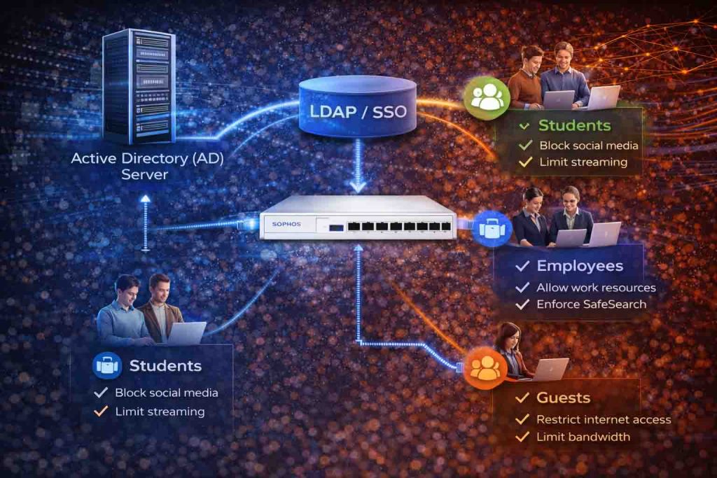 یکپارچه‌سازی فایروال Sophos با Active Directory برای پیاده‌سازی User-Based Policy
