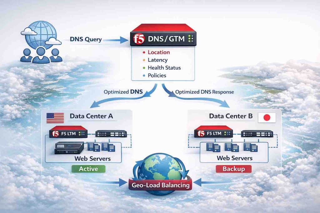 طراحی سناریوی Geo-Load Balancing با F5 DNS/GTM برای توزیع هوشمند ترافیک کاربران