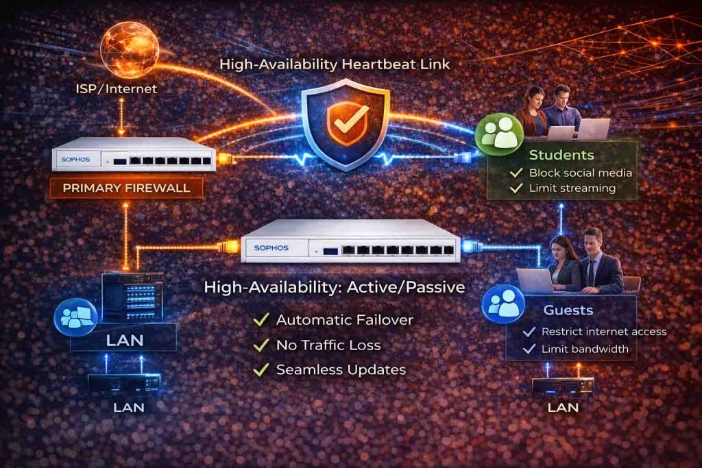 طراحی سناریوی High Availability Active/Passive در فایروال‌های Sophos