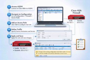 آموزش گام‌به‌گام تنظیم Basic Access Policy در Cisco ASA شامل NAT و ACL