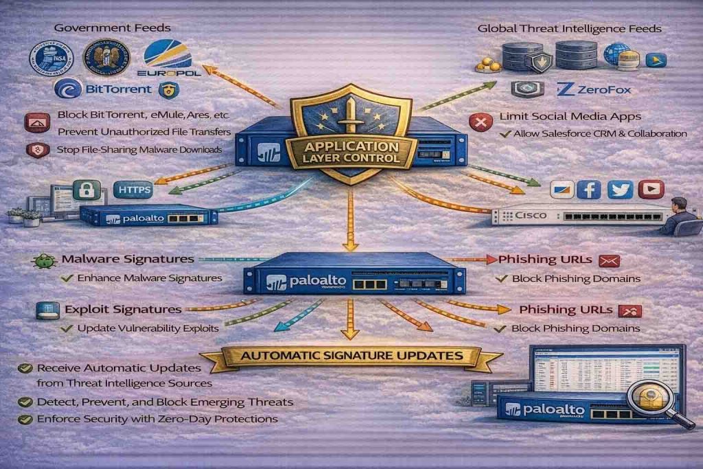استفاده از Threat Intelligence در فایروال پالو آلتو و بهروزرسانی خودکار Signatureها برای شناسایی سریع تهدیدات، مقابله با حملات Zero-Day و افزایش امنیت شبکه