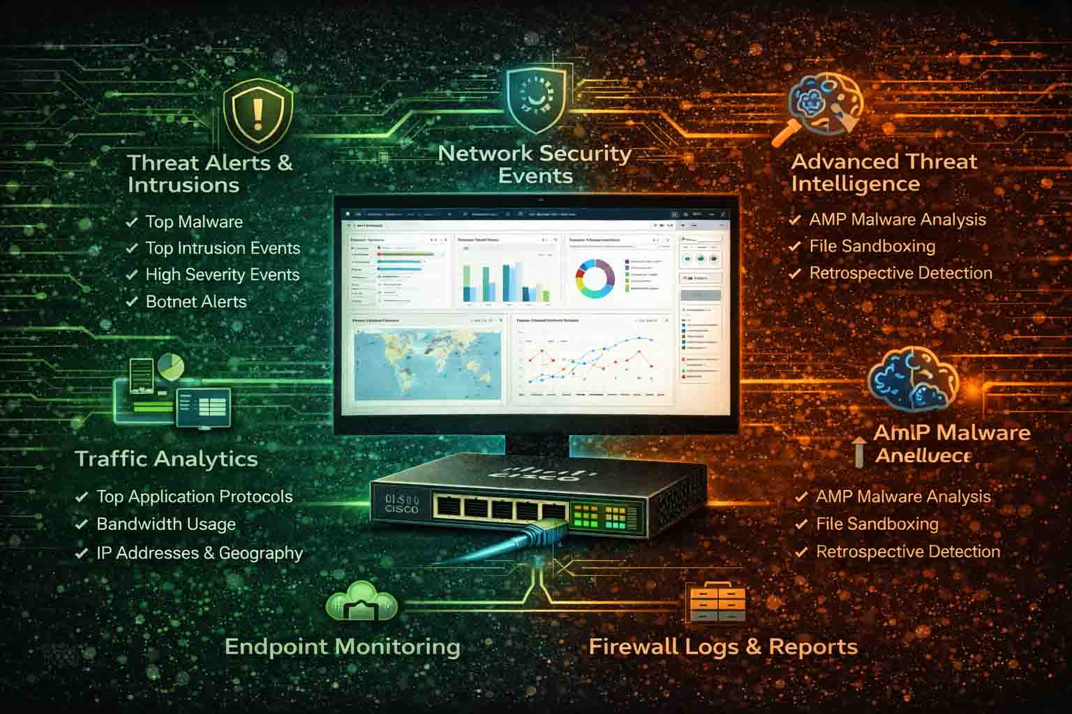 مانیتورینگ و گزارش‌گیری پیشرفته در Cisco Firepower Management Center برای تحلیل تهدیدات و مدیریت Eventهای امنیتی
