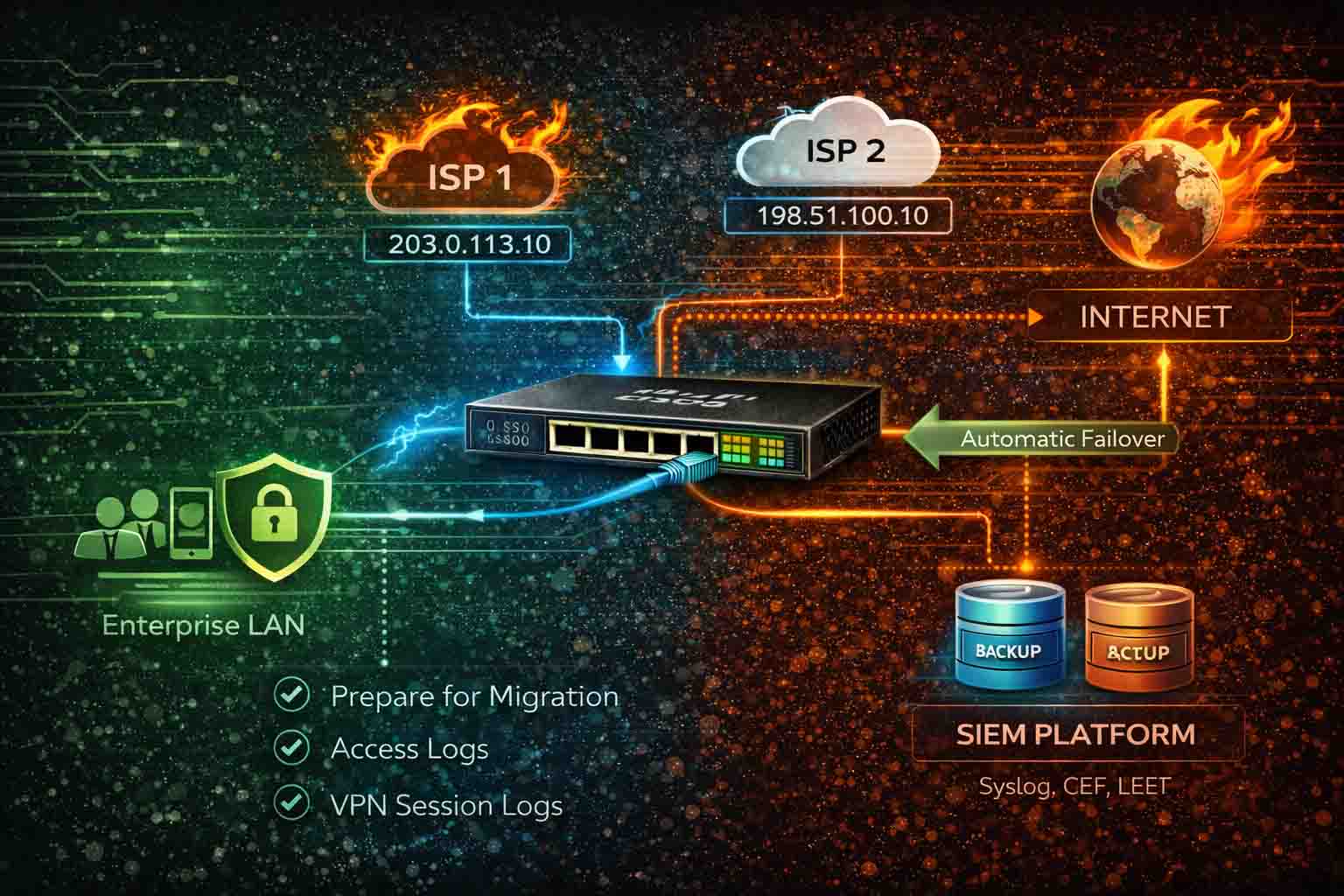 طراحی سناریوی Multi-ISP و Failover اینترنت با Cisco ASA برای افزایش پایداری و جلوگیری از قطعی ارتباط