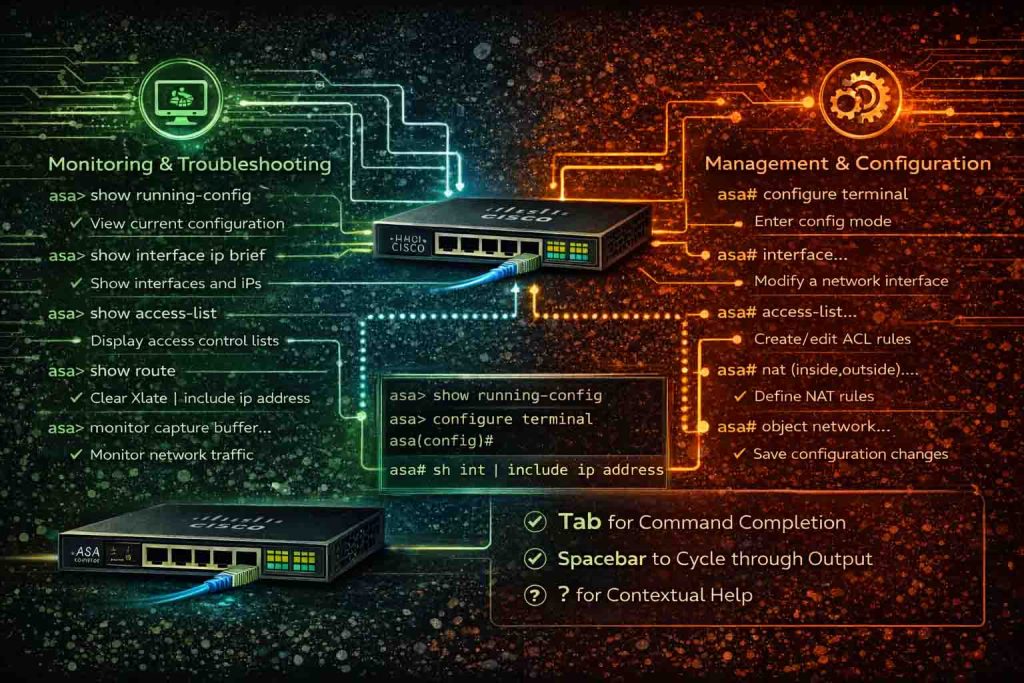 آموزش کار با CLI فایروال Cisco ASA و دستورات حیاتی برای مدیریت، مانیتورینگ و عیبیابی حرفهای