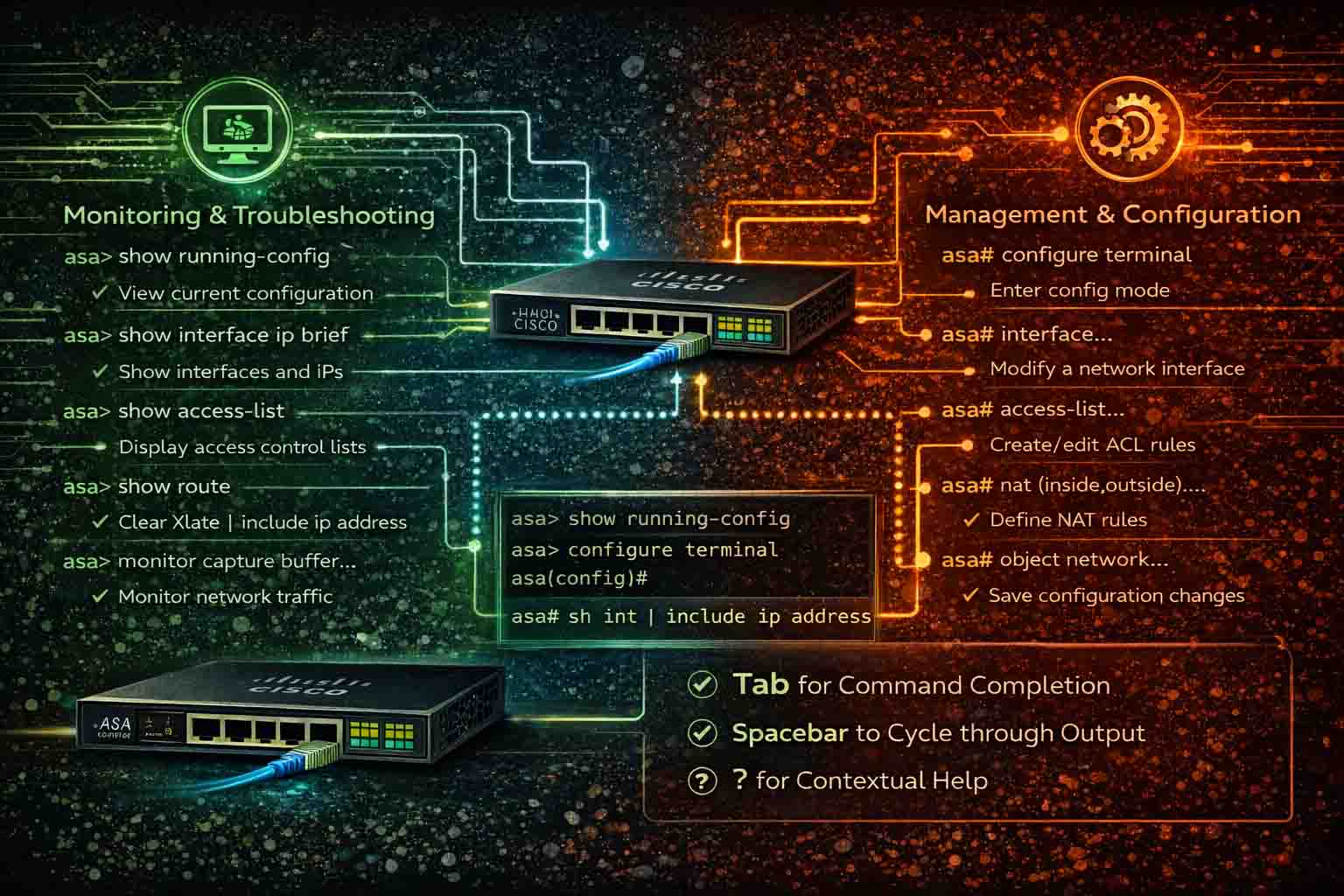 آموزش کار با CLI فایروال Cisco ASA و دستورات حیاتی برای مدیریت، مانیتورینگ و عیب‌یابی حرفه‌ای