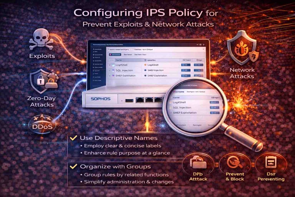 آموزش تنظیم IPS Policy در Sophos Firewall برای جلوگیری از Exploit و حملات شبکه‌ای