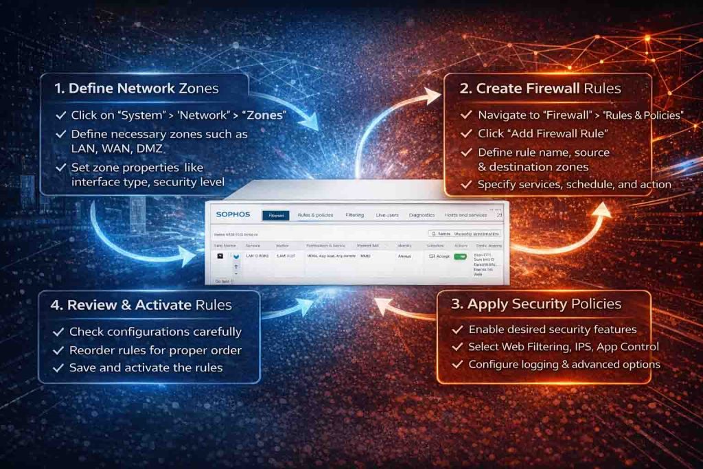 آموزش قدمبهقدم پیکربندی Rule ها و Zone ها در فایروال Sophos XG