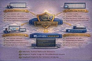 تحلیل Sessionها و ترافیک زنده در فایروال Palo Alto برای عیبیابی و بررسی جریان ترافیک