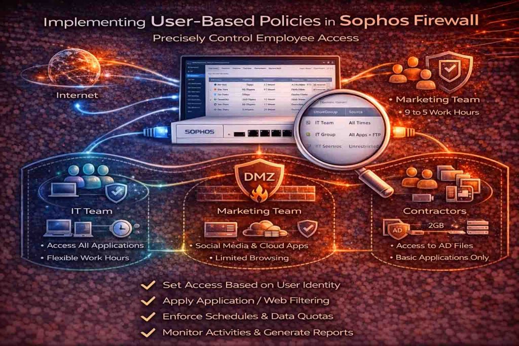 پیادهسازی Policyهای مبتنی بر کاربر در Sophos Firewall برای کنترل دقیق دسترسی کارکنان