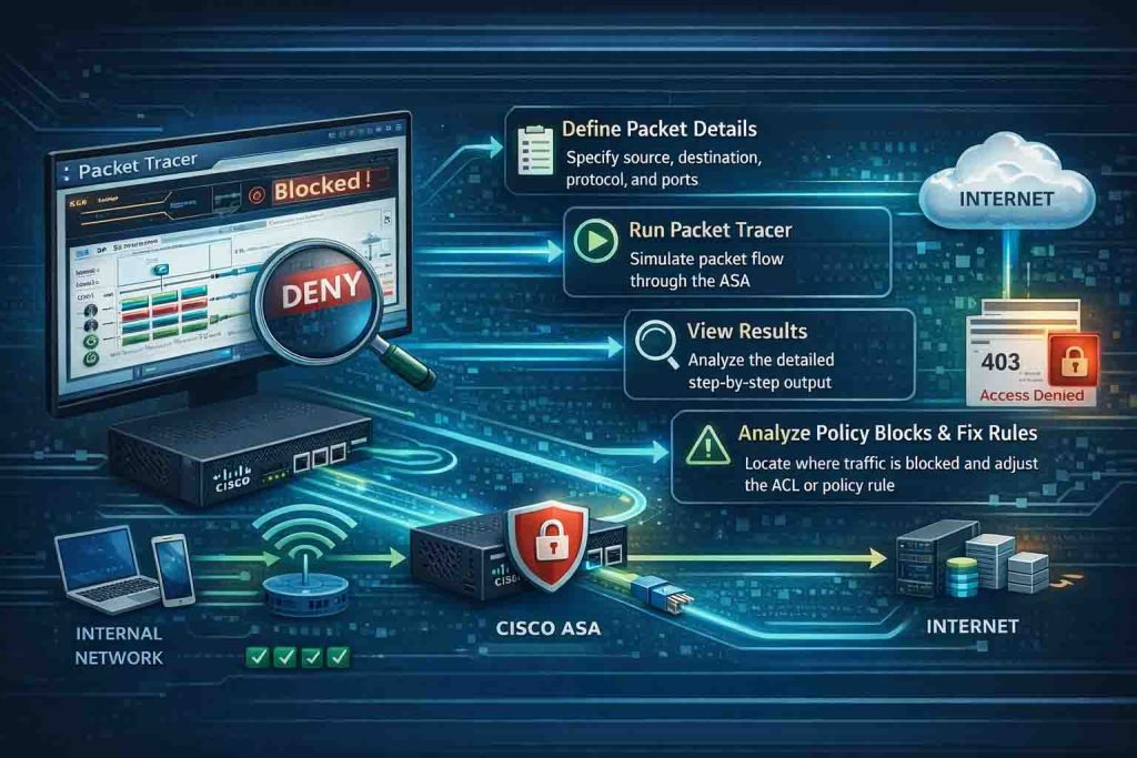 استفاده از Packet Tracer در Cisco ASA برای تحلیل و عیبیابی دقیق Policy و NAT فایروال