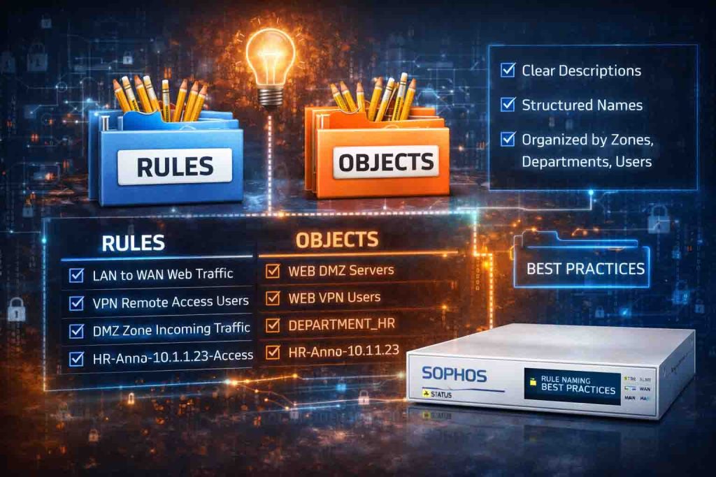 بهترین ساختار نامگذاری Ruleها و Objectها در Sophos Firewall برای مدیریت بلندمدت