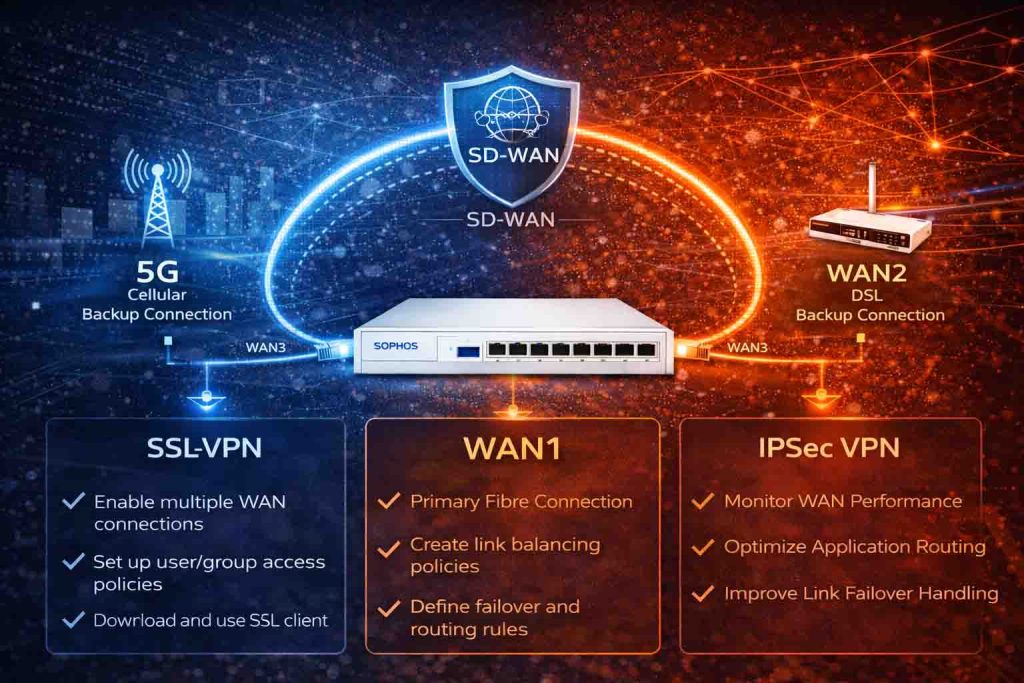 راه‌اندازی SD-WAN در فایروال Sophos برای مدیریت هوشمند لینک‌های اینترنت