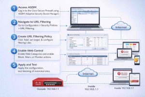 آموزش راه‌اندازی URL Filtering و Web Control در Cisco Secure Firewall شامل فعال‌سازی لایسنس، تنظیم Access Control Policy و مدیریت دسترسی کاربران به وب‌سایت‌ها