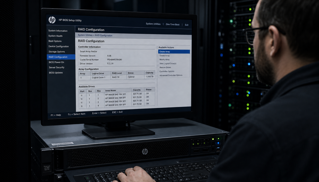 کیج هارد سرور اچ پی HP؛ آموزش نصب و پیکربندی 2 پیکربندی RAID کیج هارد سرور اچ پی