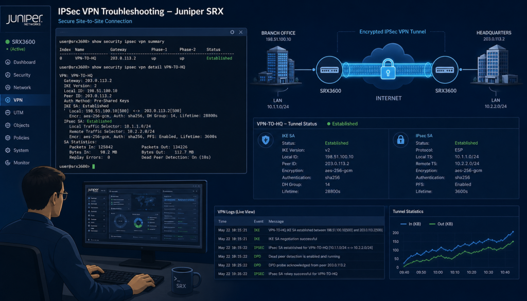 عیب یابی Tunnel VPN در Juniper SRX | راهنمای جامع 94 عیب یابی Tunnel VPN در Juniper SRX